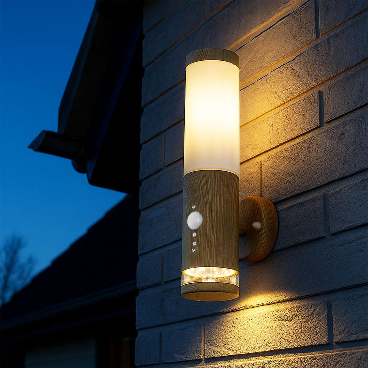 LED WANDLEUCHTE Holz-Optik Braun - Braun, Metall (14.2/8.5/35cm) - Globo Lighting