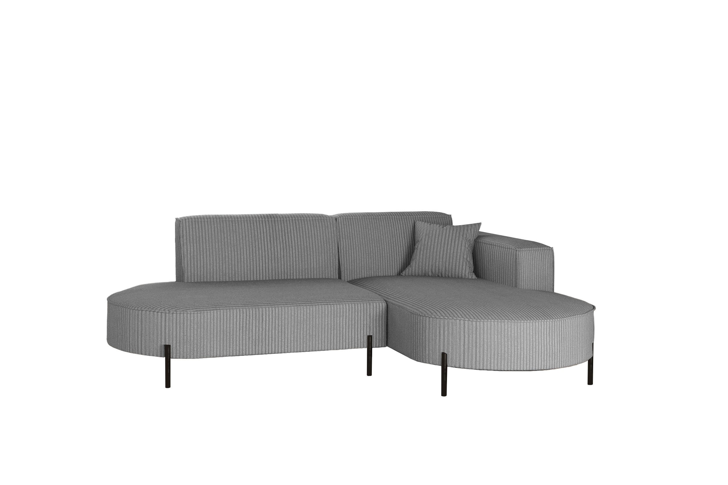 ECKSOFA L-Form Designer Modena Rein stoff Poso Silber Rechts - Silberfarben, Holzwerkstoff (236/165cm) - Kaiser Möbel