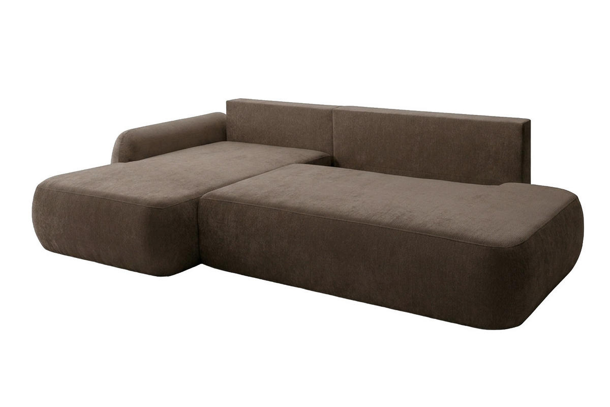 ECKSOFA Mit Schlaffunktion Und Bettkasten, Velvet-Stoff Vena, Dunkelbeige, Links, HELA I - Beige, Holz (302/184cm) - Kaiser Möbel