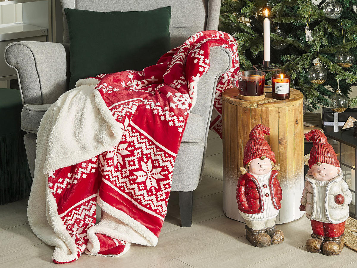 DECKE Rot Vantaa 150/200 cm - Rot, Textil (150/200cm) - Beliani