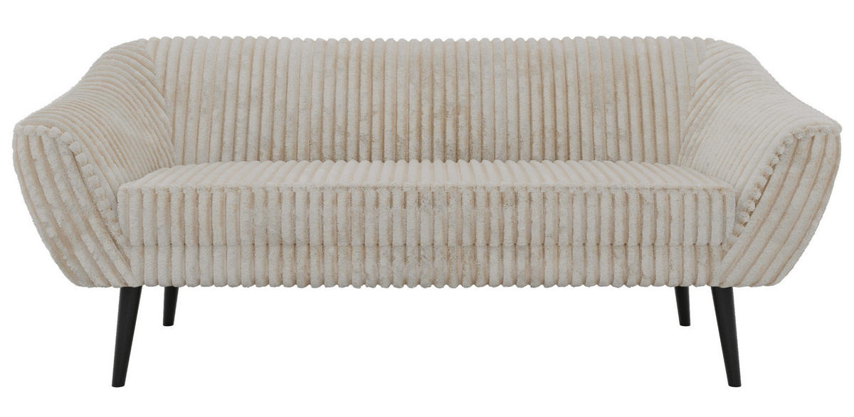 TROJMIESTNA POHOVKA PIRS 3 - Béžová Manšester - Čierne nohy - čierna/krémová, kompozitné drevo/textil (180/75/74cm) - MKS
