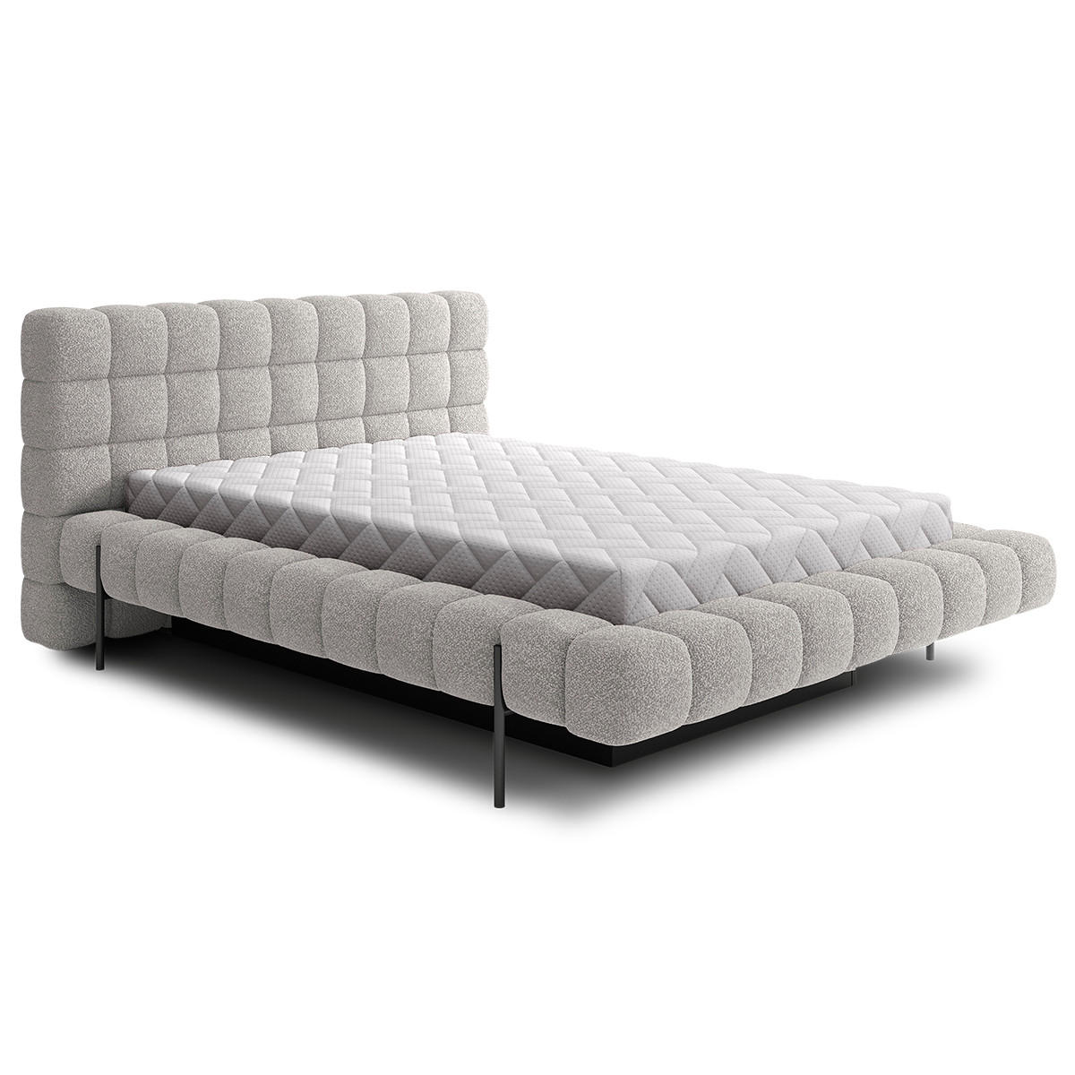 BOXSPRING POSTEL 180/200 Ezio Grey - šedá, dřevo (180/200cm) - Petits-meubles