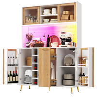 BUFFETSCHRANK 120/40/170 cm Weiß/Holzdekor aus MDF mit LED und Steckdose - Weiß, Holzwerkstoff (120/170/40cm) - OKWISH