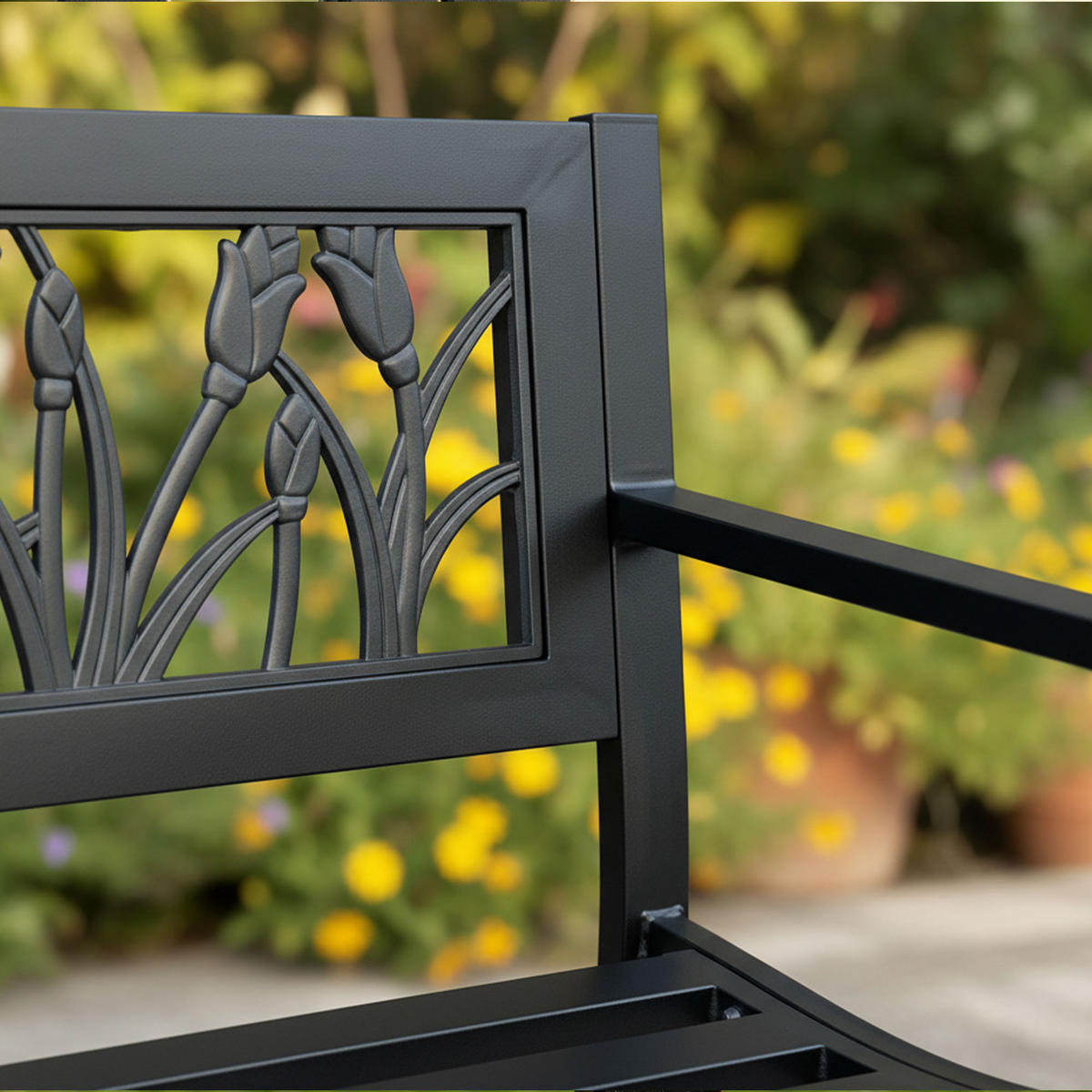 GARTENBANK LISSA Schwarz 124 x 75 x 50 cm - Schwarz, Metall (124/75/50cm) - Akord