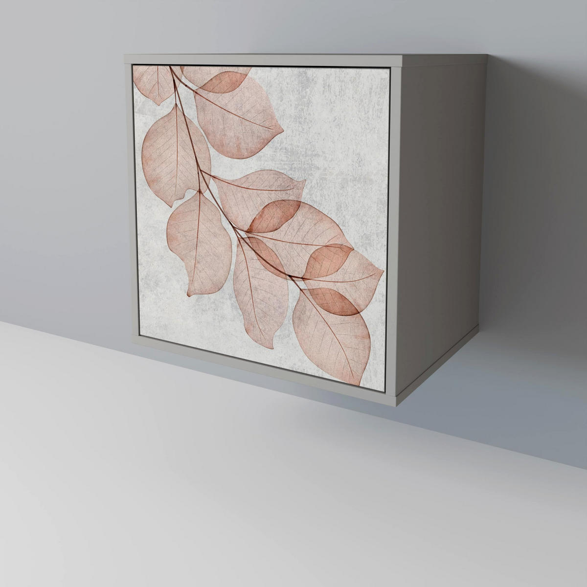 SIDEBOARD AUTUMN FRAGILITY, Grau, 57,5x42x75,5 cm, Goldfarbene Metallfüße - Goldfarben/Multicolor, Holzwerkstoff/Metall (57.5/75.5/42cm) - SpaceRebels