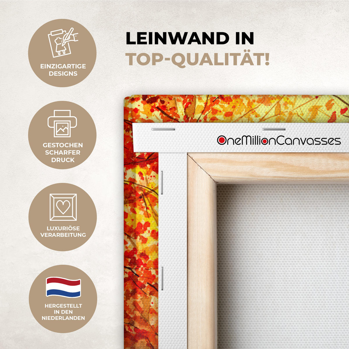 OBRAZ NA PLÁTNE Príroda - Olejomaľba - Jeleň - Zvieratá - Jeseň - Oranžová 40x30 cm - oranžová, textil (40/30cm) - MuchoWow