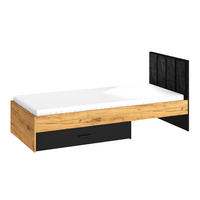 BETT Colt schwarz / Craft Gold Eiche 93 / 207 / 90cm - Braun, Holz/Holzwerkstoff (90/200cm) - Feldmann-Wohnen