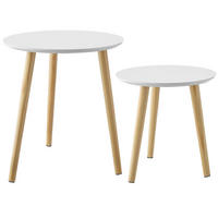 BEISTELLTISCH 2er Set Skaland,Belastbarkeit je 30 kg,braun/weiß - Braun/Weiß, Holz (46/46/50.5cm) - tectake