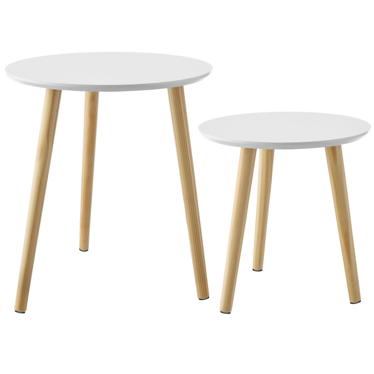BEISTELLTISCH 2er Set Skaland,Belastbarkeit je 30 kg,braun/weiß - Braun/Weiß, Holz (46/46/50.5cm) - tectake