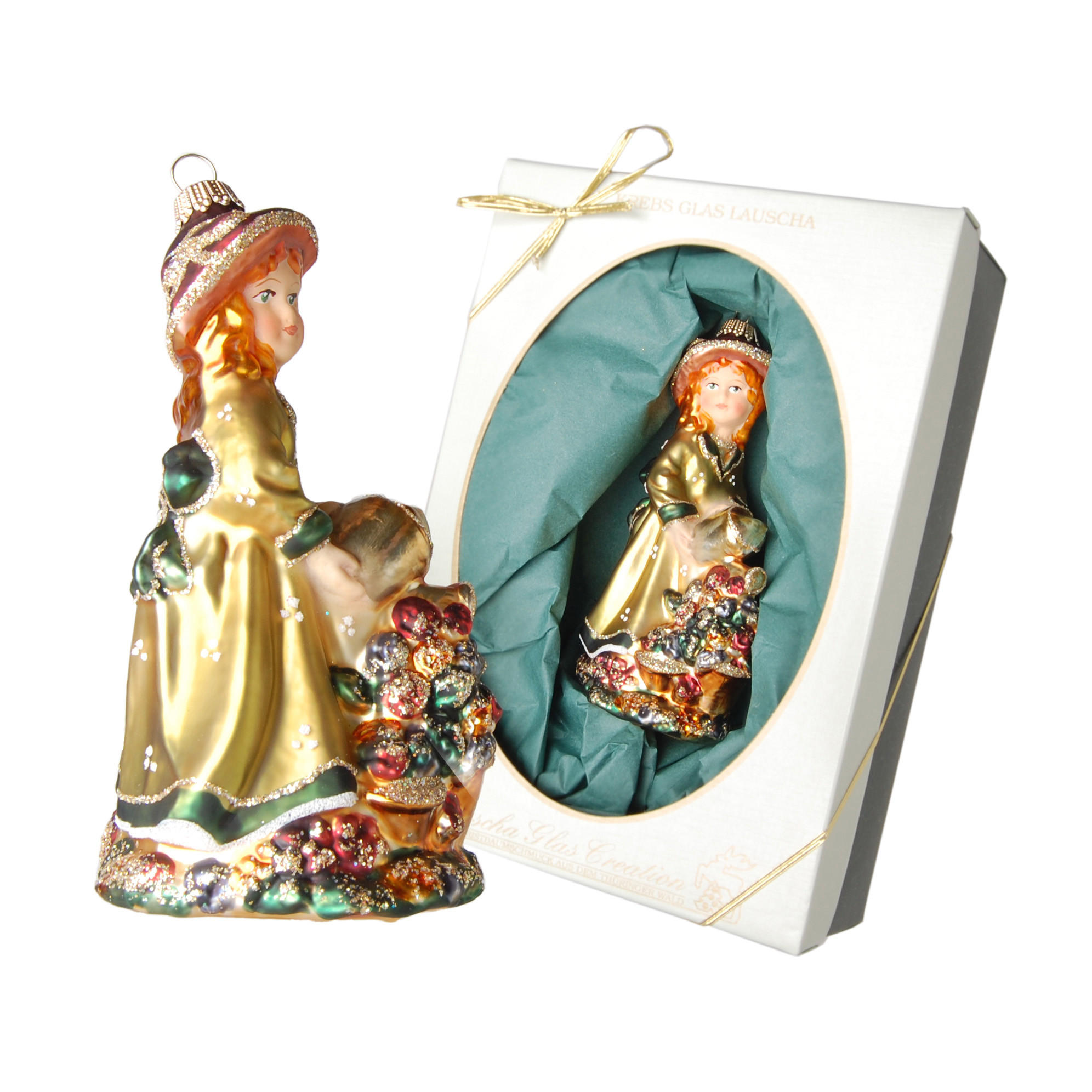 CHRISTBAUMSCHMUCK Biedermeier Annabelle Mehrfarbig 13cm (Glas / 1 Stk.) - Multicolor, Glas (7/13/5cm) - Krebs Glas Lauscha