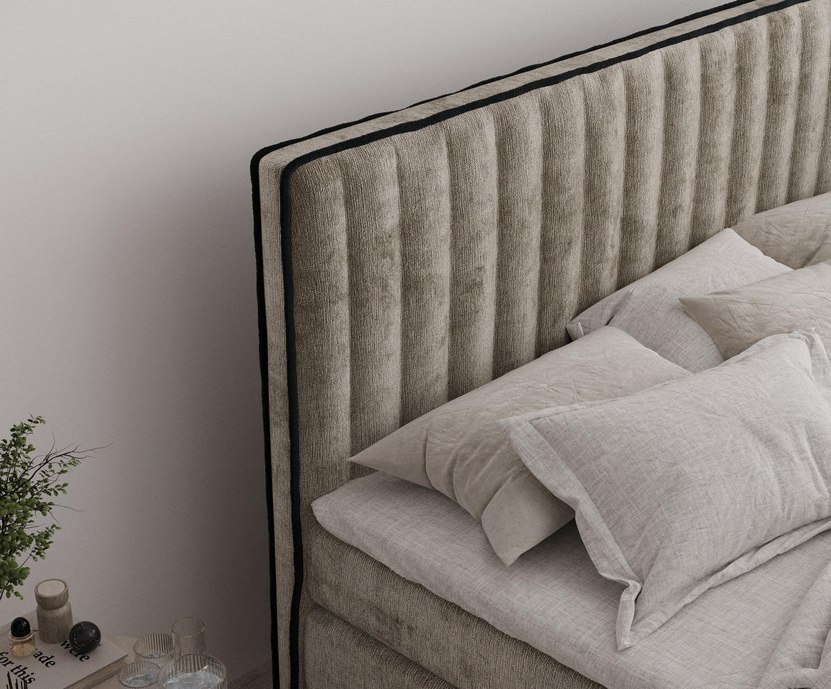 BOXSPRINGBETT Nocturne Beige 200/200 cm - Beige/Schwarz, Holz/Holzwerkstoff (200/200cm) - Maison de Reve