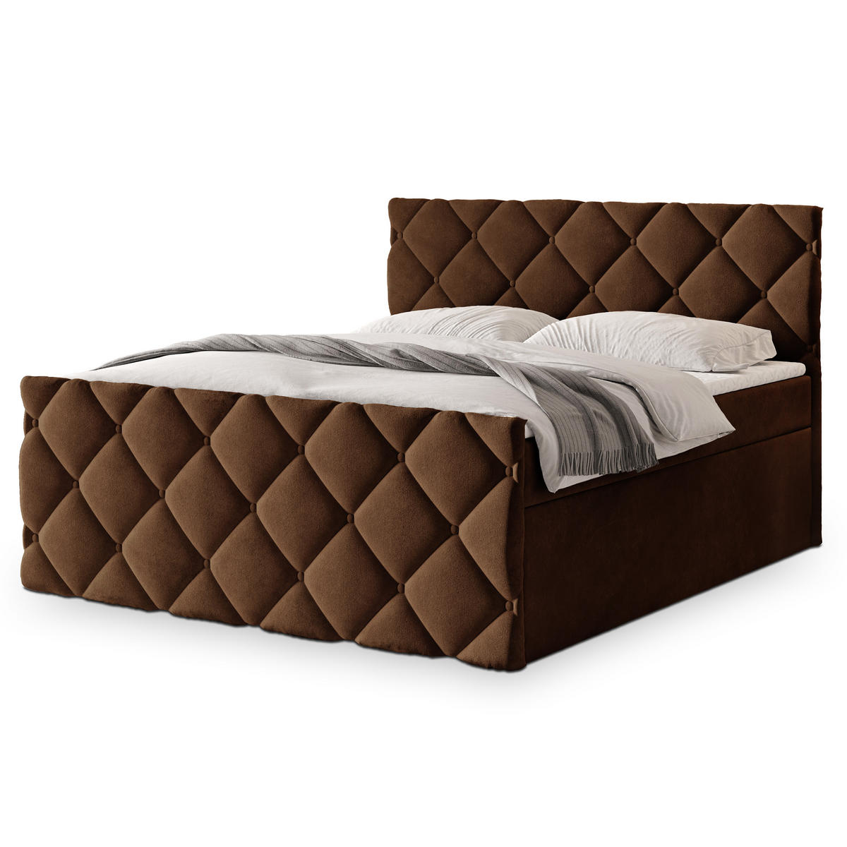 POSTEL BOXSPRING ROVARI 160x200 cm, s matrací a úložným prostorem, hnědá - hnědá, kompozitní dřevo/textil (160/200cm) - MASSENO