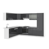 ECKKÜCHE R-Line Anthrazit Hochglanz/Weiß 227 x 287 cm ohne AP - Anthrazit/Weiß, Holzwerkstoff (287/81.6/46cm) - Vicco