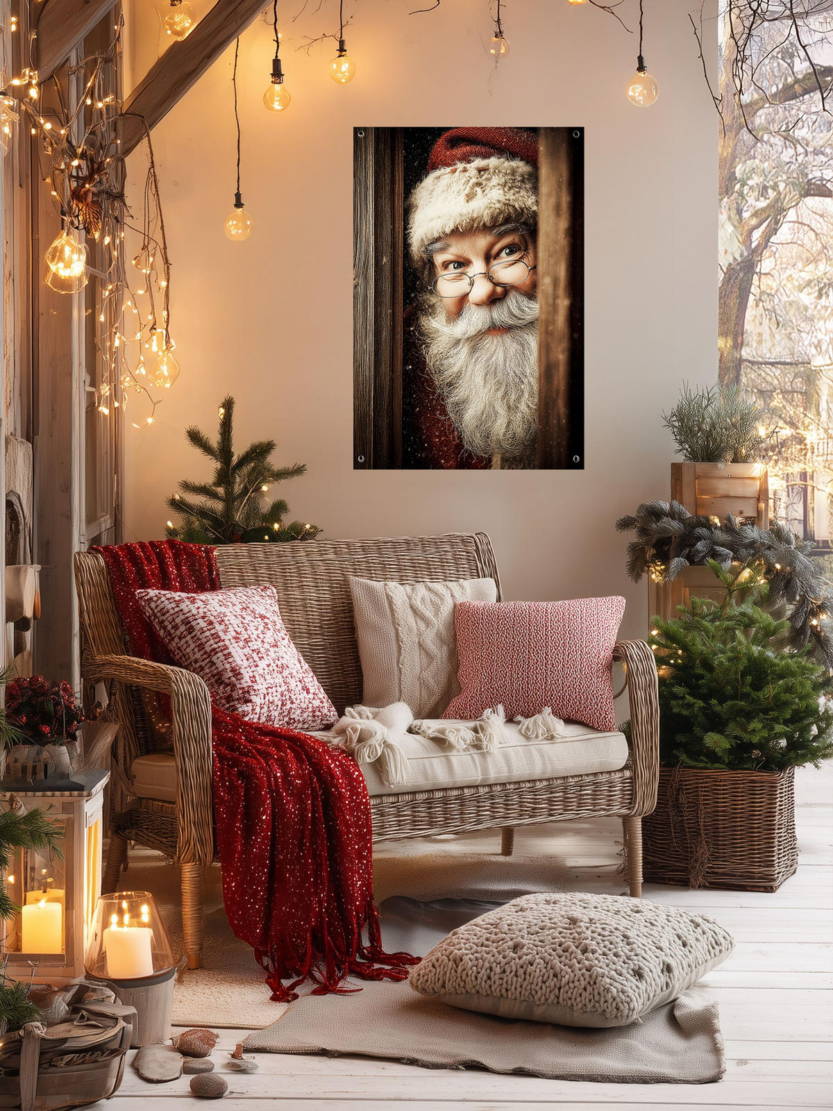GARTEN-POSTER 60x90 cm Weihnachtsdeko: Weihnachtsmann - Beige, Kunststoff (60/90/2cm) - artissimo