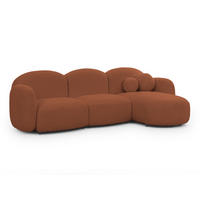 ECKSOFA Nuvola mit abgerundetem Design Terrakotta Bouclé-Stoff - Ottomane Rechts - Terra cotta/Schwarz, Holz/Kunststoff (268/146cm) - S-Style Möbel