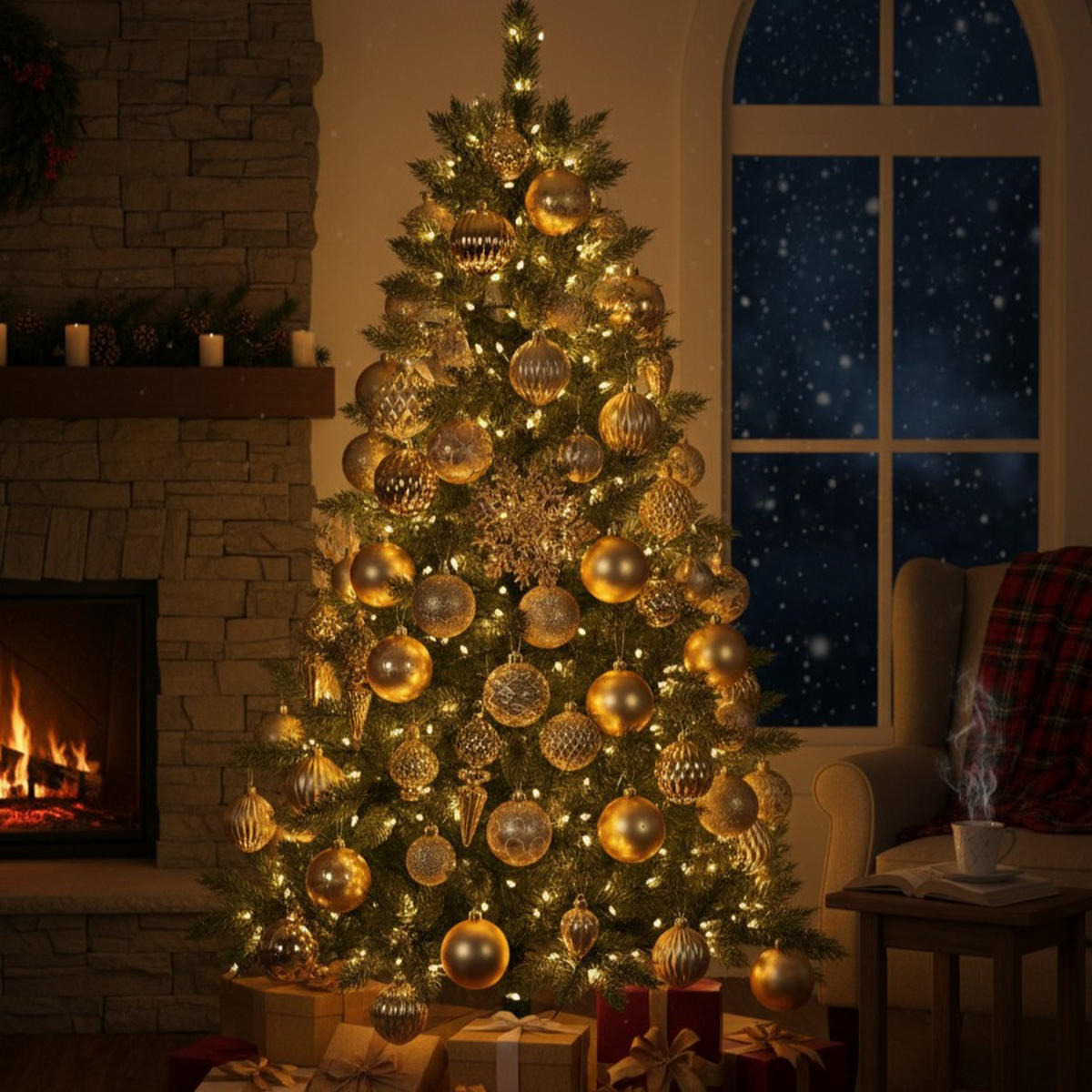 WEIHNACHTSSCHMUCK Set 57-teilig - Goldfarben, Kunststoff (21/37/21cm) - Home Styling Collection