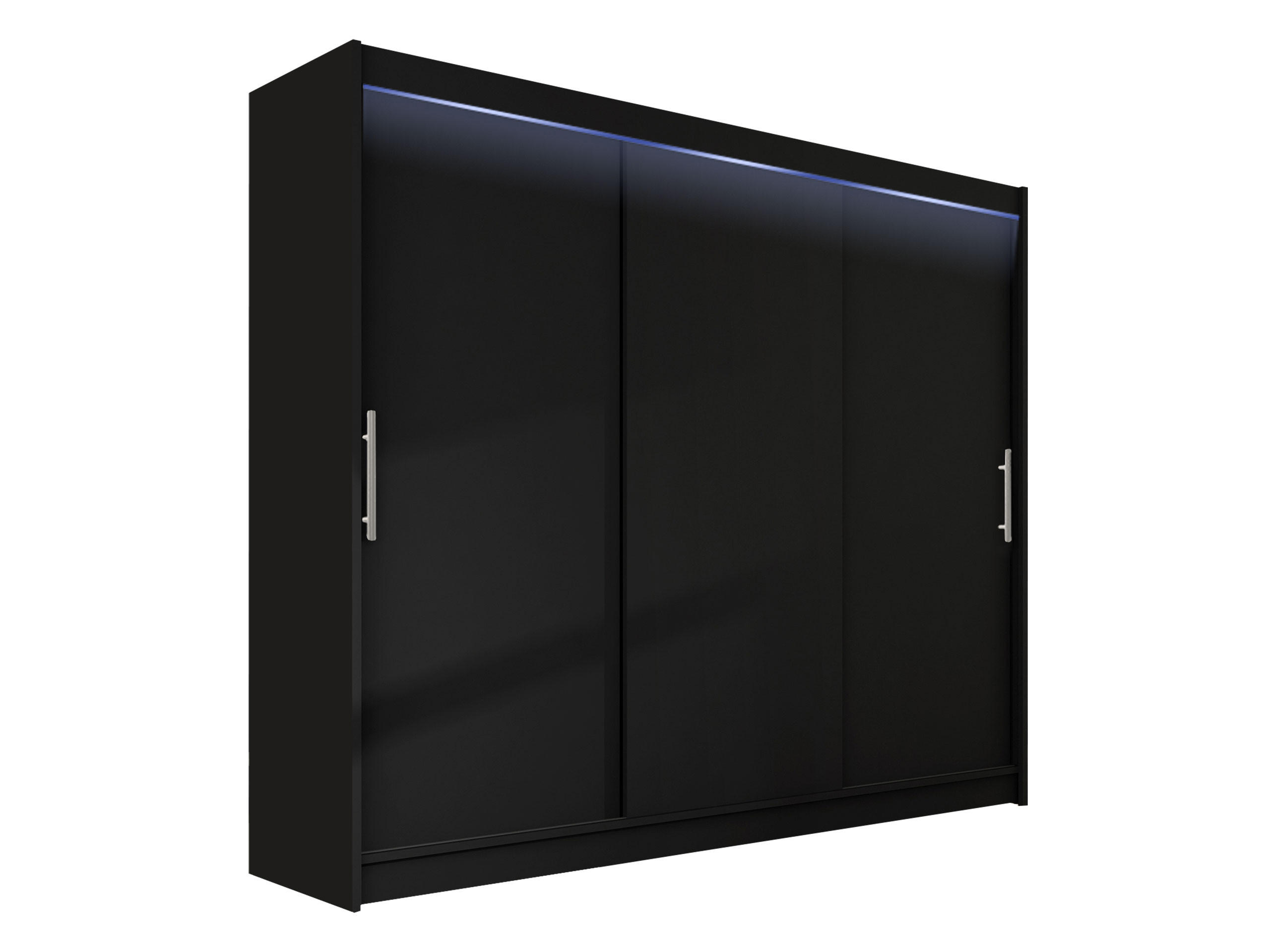 KLEIDERSCHRANK Aston II, mit RGB LED Beleuchtung - Silberfarben/Schwarz, Holzwerkstoff/Kunststoff (250/215/58cm) - MIRJAN24