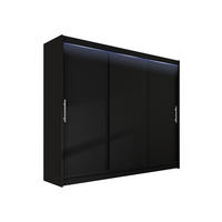 KLEIDERSCHRANK Aston II, mit RGB LED Beleuchtung - Silberfarben/Schwarz, Holzwerkstoff/Kunststoff (250/215/58cm) - MIRJAN24