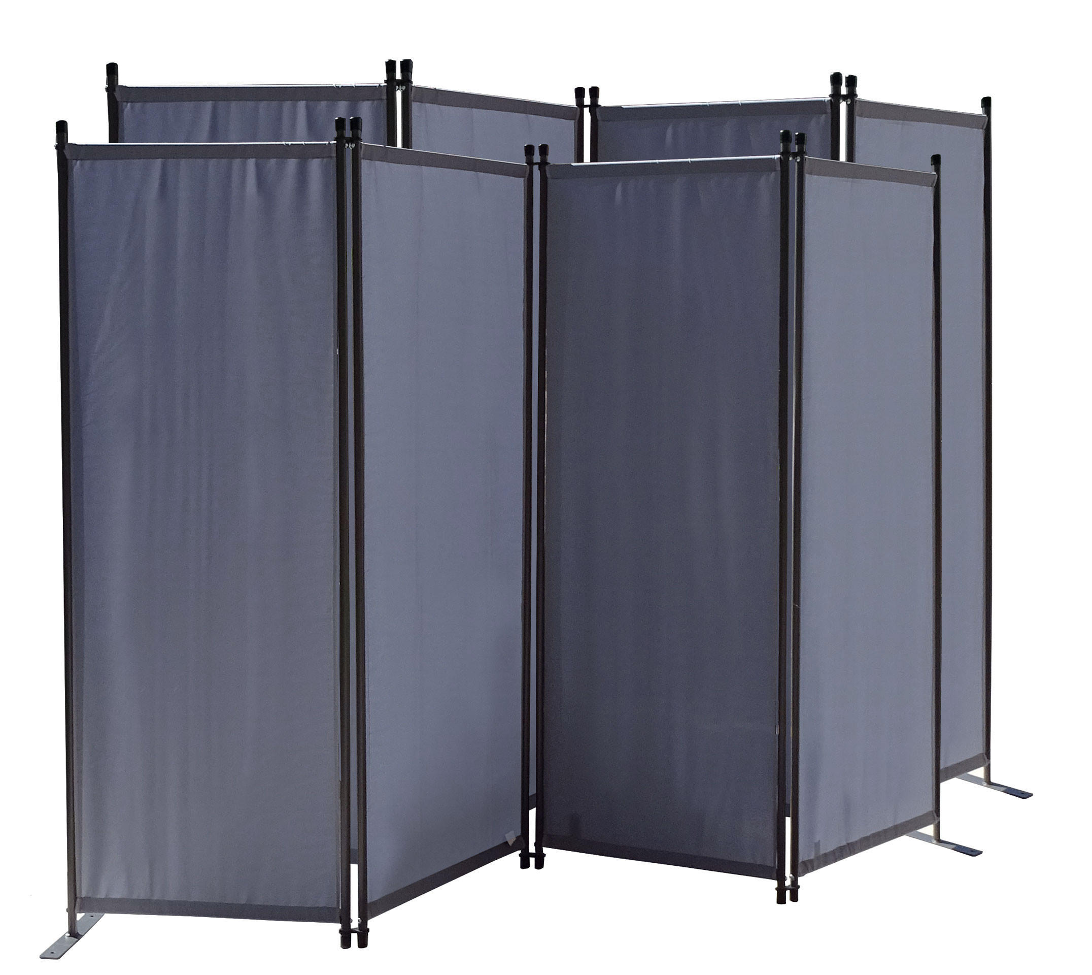 PARAVENT 2 Stück 4-tlg. 220x165 cm Grau - Grau, Metall (220/165cm) - QUICK STAR