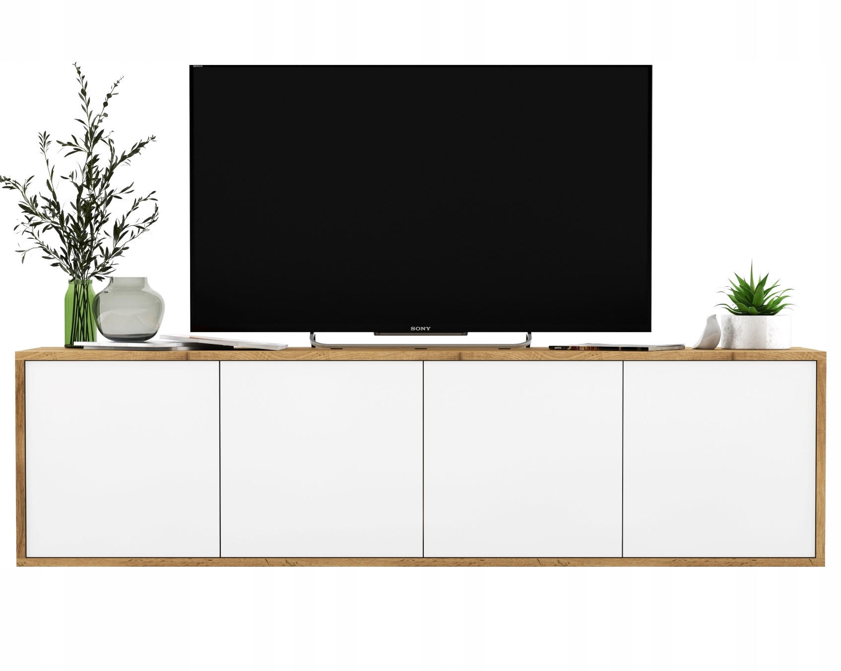 TV-SCHRANK Apollo2 Eiche wotan Weiß Matt 150 cm - Weiß, Holzwerkstoff (150/39/35cm) - Meble Lindner