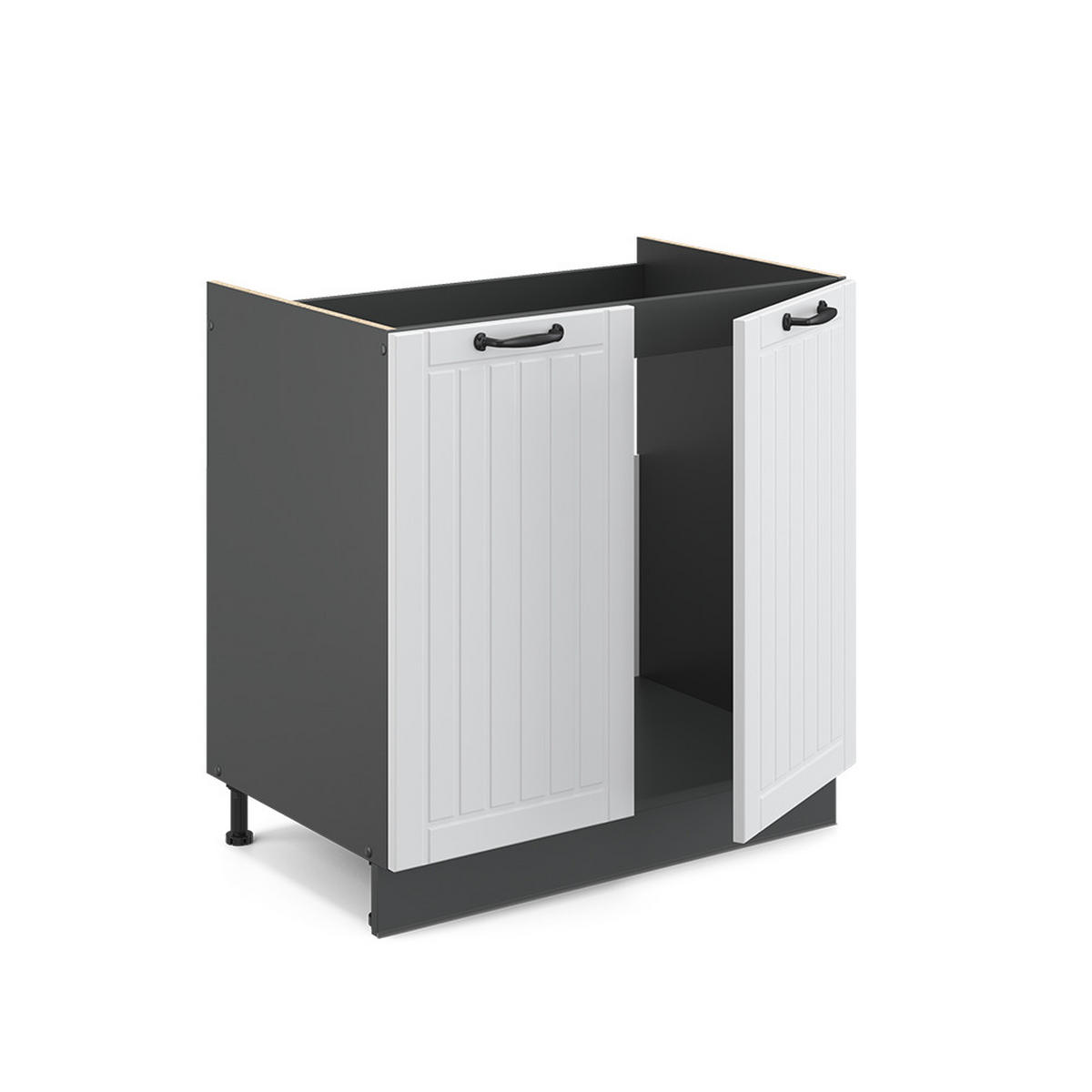 SPÜLENUNTERSCHRANK Fame-Line Weiß Landhaus 80 cm, AP Eiche - Anthrazit/Weiß, Holzwerkstoff (80/82/60cm) - Vicco