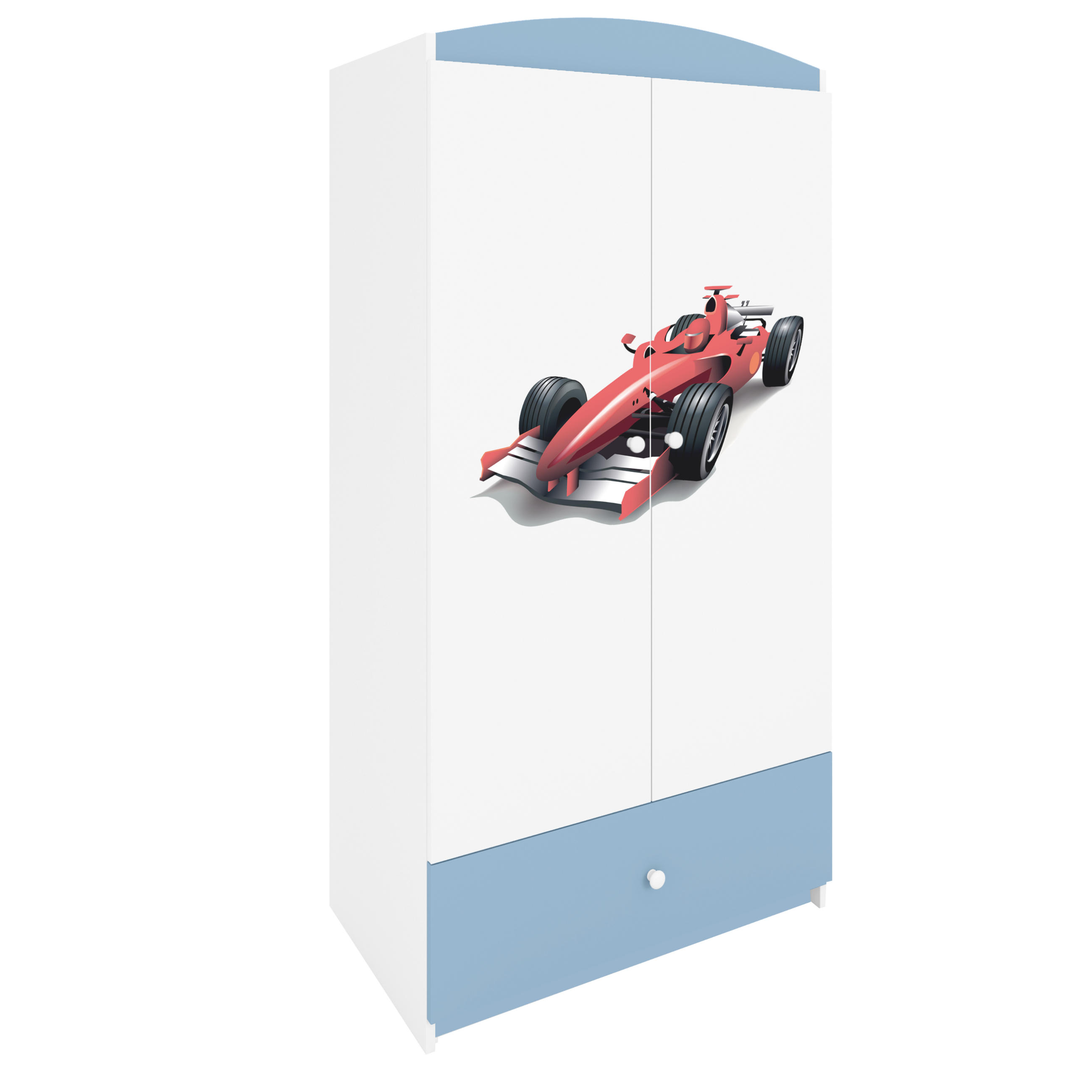 KINDERKLEIDERSCHRANK Formel 1 - Blau, Holzwerkstoff (90/175/52cm) - RAUMHIRSCH FURNITURE