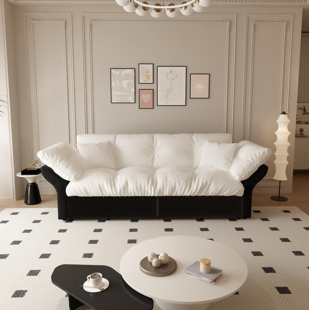 SCHLAFSOFA 3-in-1 ausziehbar 190 x 85 x 91 cm Velours Beige - Beige, Metall (85/91/190cm) - Meubliv