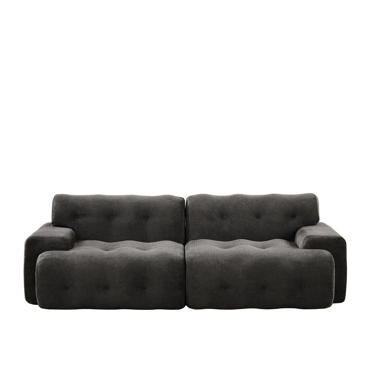 SOFA 2-Sitzer modular 224 x 104 cm Chenille Grey - Dunkelgrau, Holzwerkstoff (104/66/224cm) - Meubliv