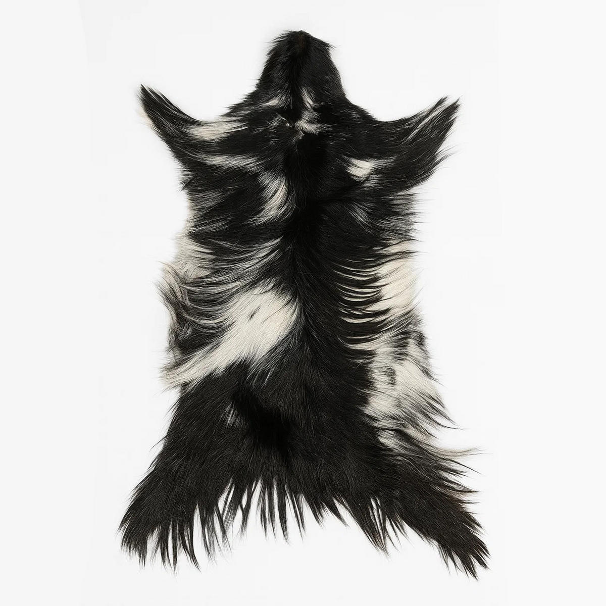 FELL Ziegenfell Schwarz-Weiß Naturfarben Teppich ca. 90 cm 1.Wahl - Schwarz/Weiß, Fell (50/90cm) - Provellus