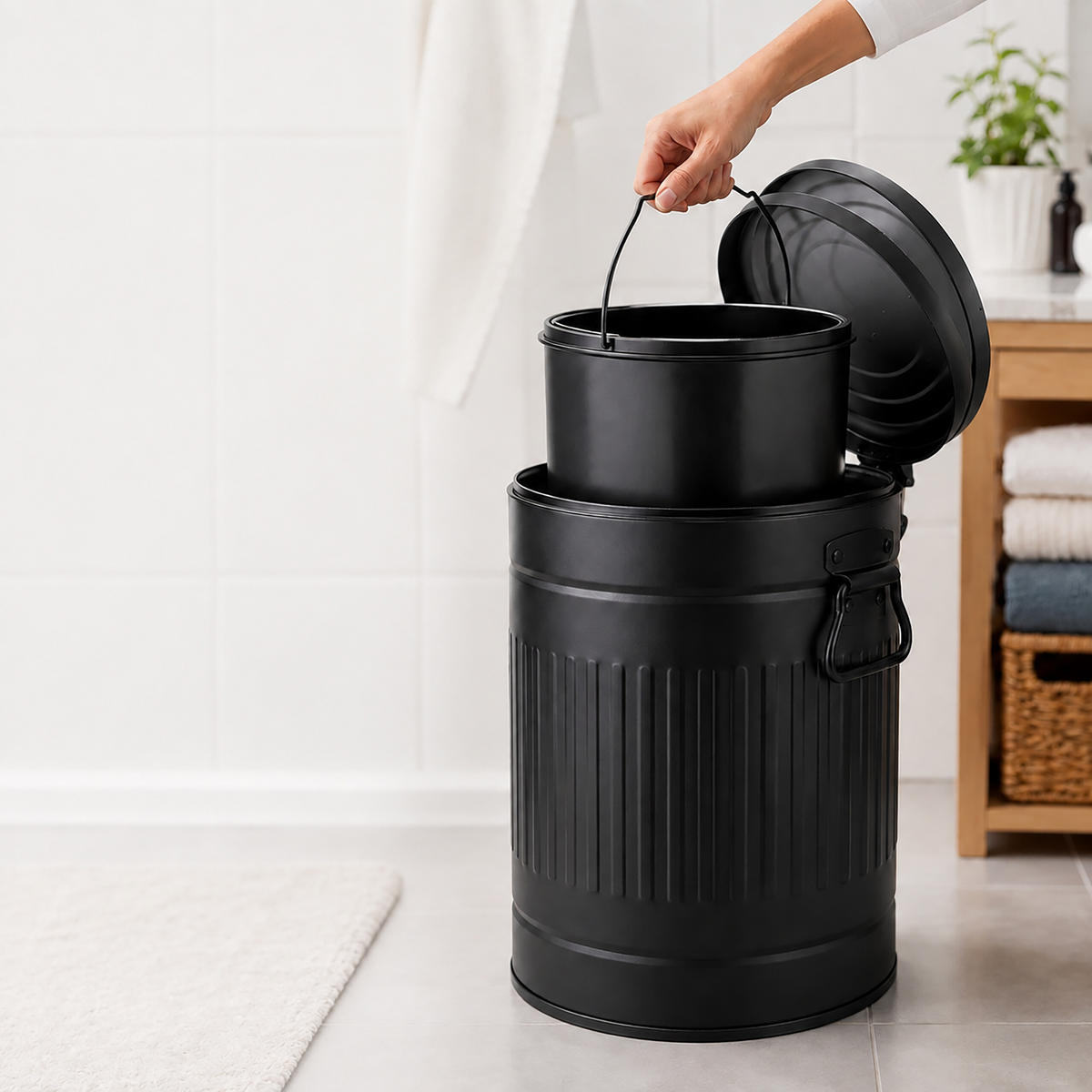 PUBELĂ Neagră 5 l cu pedală - negru, material plastic/metal (20.5/29/20.5cm) - Relaxdays