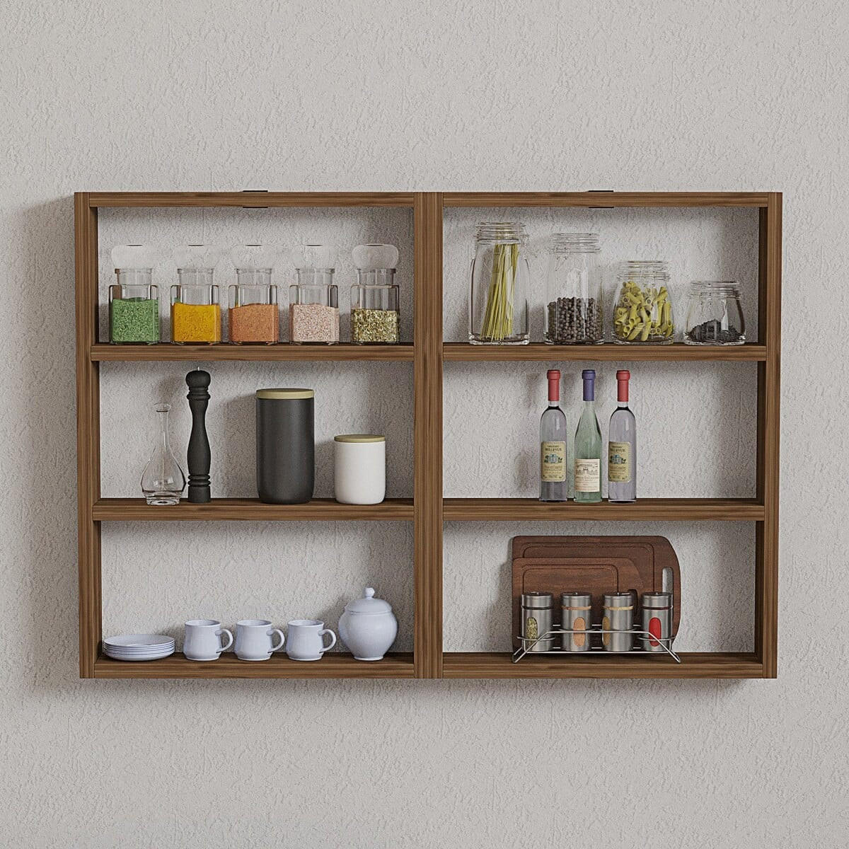 WANDREGAL mit 6 ablagen - joy 84,6/9/60 cm - Naturfarben, Holzwerkstoff (9/60/84.6cm) - Calicosy