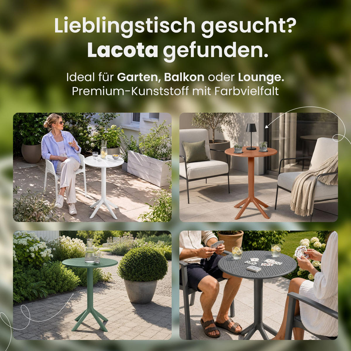 GARTENTISCH rund Ø60 cm Kunststoff Oliv - Olivgrün, Kunststoff (60/60/76cm) - CLP