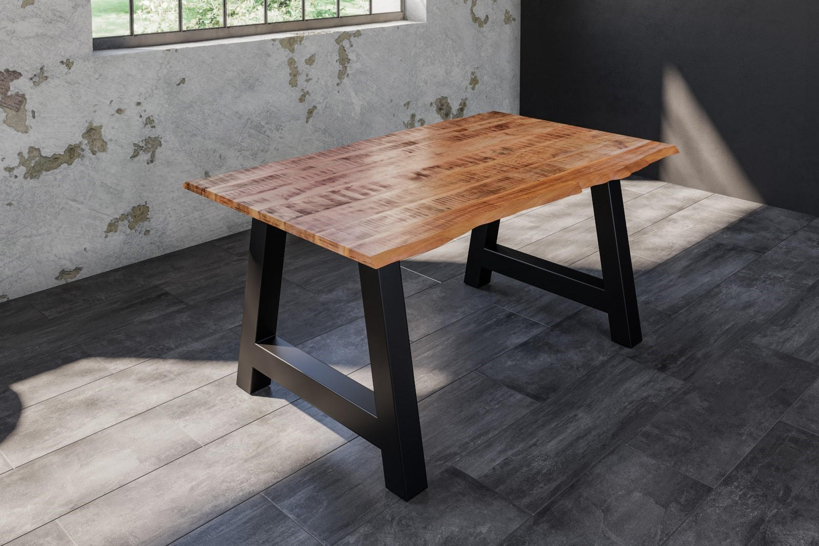 ESSTISCH DORA A - Beige/Schwarz, Holz/Metall (80/120/77cm) - SAM