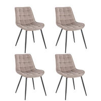 POLSTERSTUHL Esszimmer Samt IKALO – 4er Set Hellbraun - Hellbraun, Textil/Metall (61.5/79.8/50.5cm) - Home Deluxe