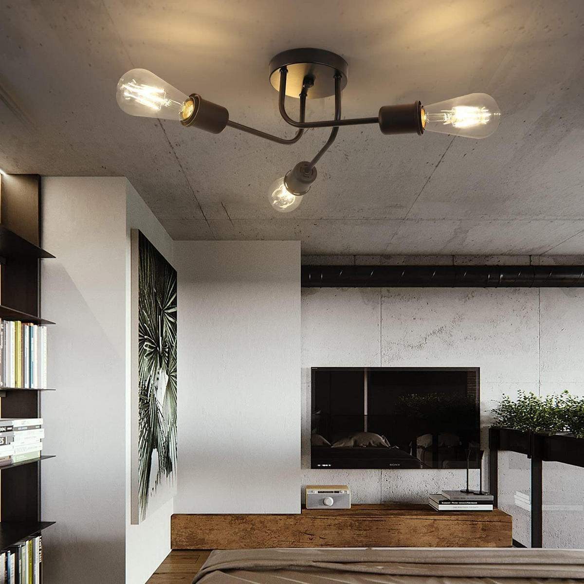 DECKENLEUCHTE Ophiryn 40/24/18 cm - Schwarz, Metall (40/24/18cm) - ZMH