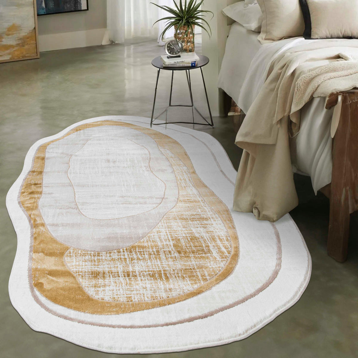 TEPPICH Beige Abstrakt - Kurzflor Unregelmäßig Unregelmäßige Form - Creme Golden - 200 x 300 cm - Sahara, Textil (200/300cm) - Mazovia