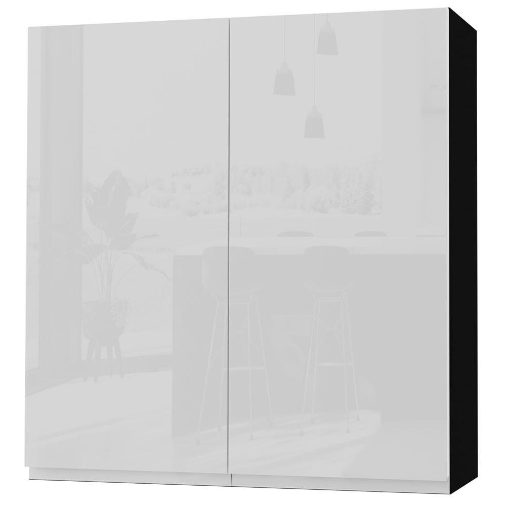 HÄNGESCHRANK Florence W4/90 Schwarz / RAL 9003 signalweiß HG 90 / 32,5 / 96cm - Weiß Hochglanz/Schwarz, Holz/Holzwerkstoff (90/96/32.5cm) - Feldmann-Wohnen