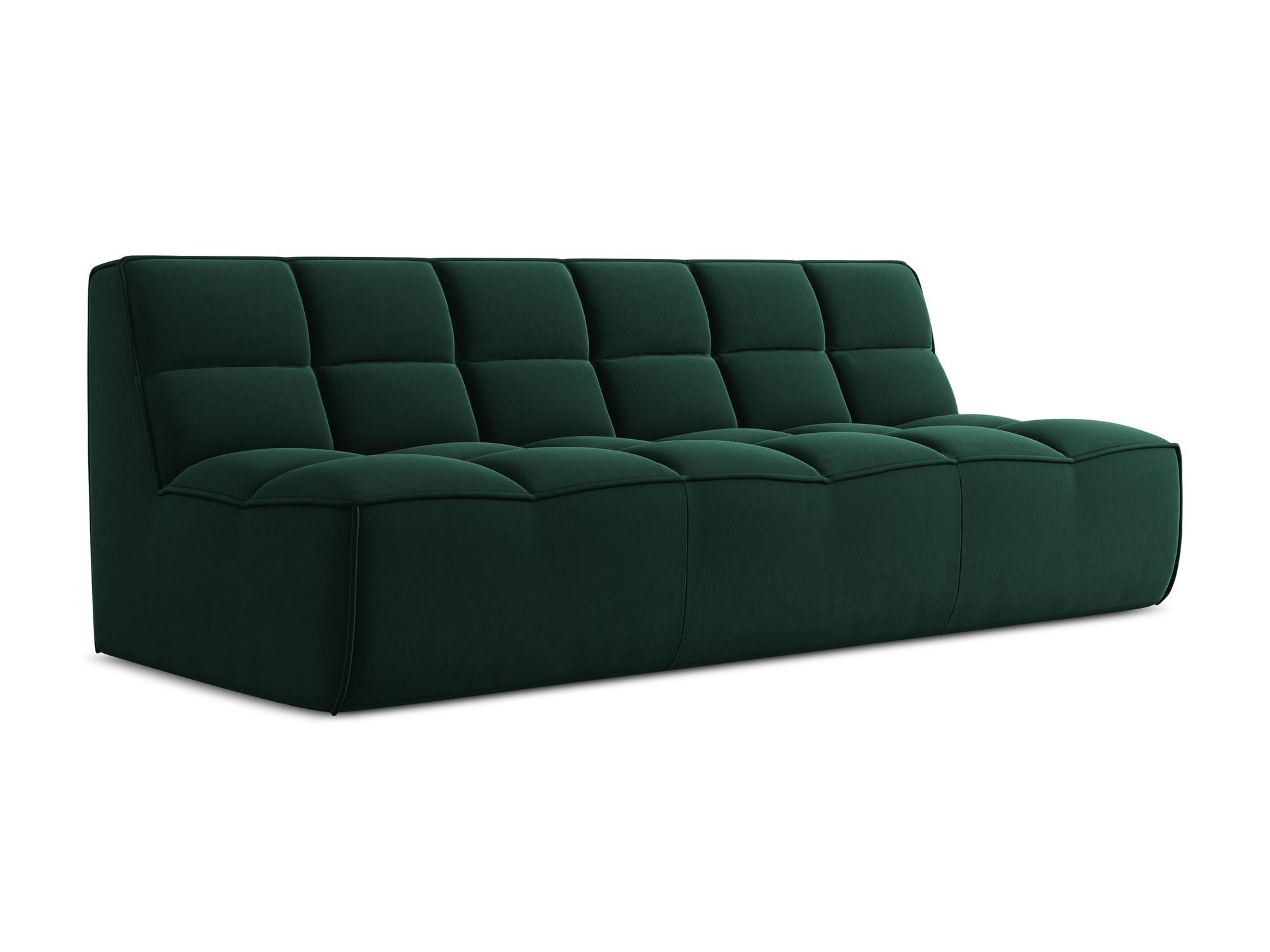 3-SITZER SOFA Samt Stoff Grün - Dunkelgrün/Schwarz, Kunststoff/Textil (210/75/93cm) - Makamii