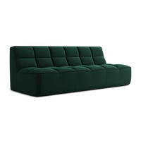 3-SITZER SOFA Samt Stoff Grün - Dunkelgrün/Schwarz, Kunststoff/Textil (210/75/93cm) - Makamii