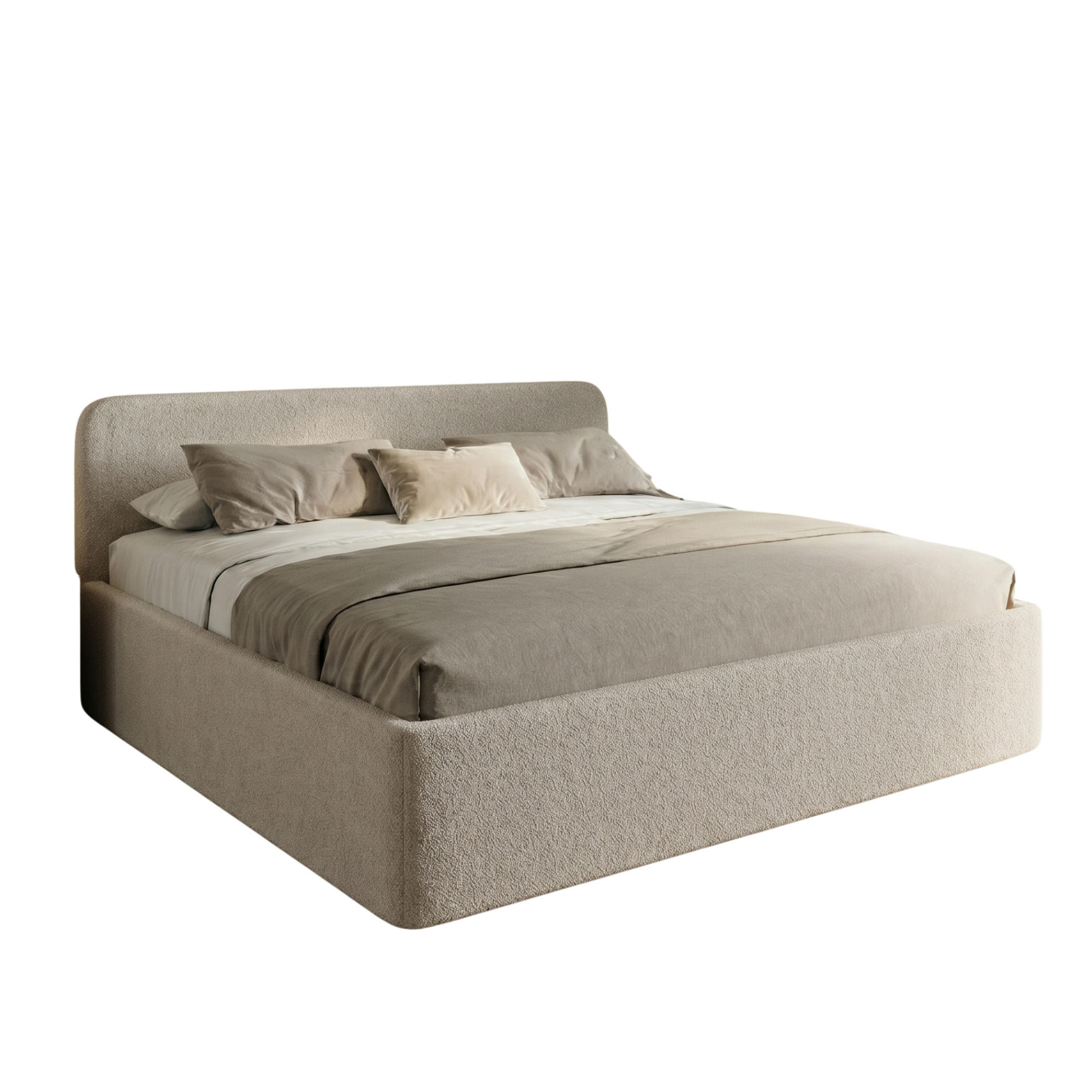 POLSTERBETT 200x200 cm Kaltschaummatratze H3 Bouclé Creme - Creme, Textil (200/200cm) - Home Collective