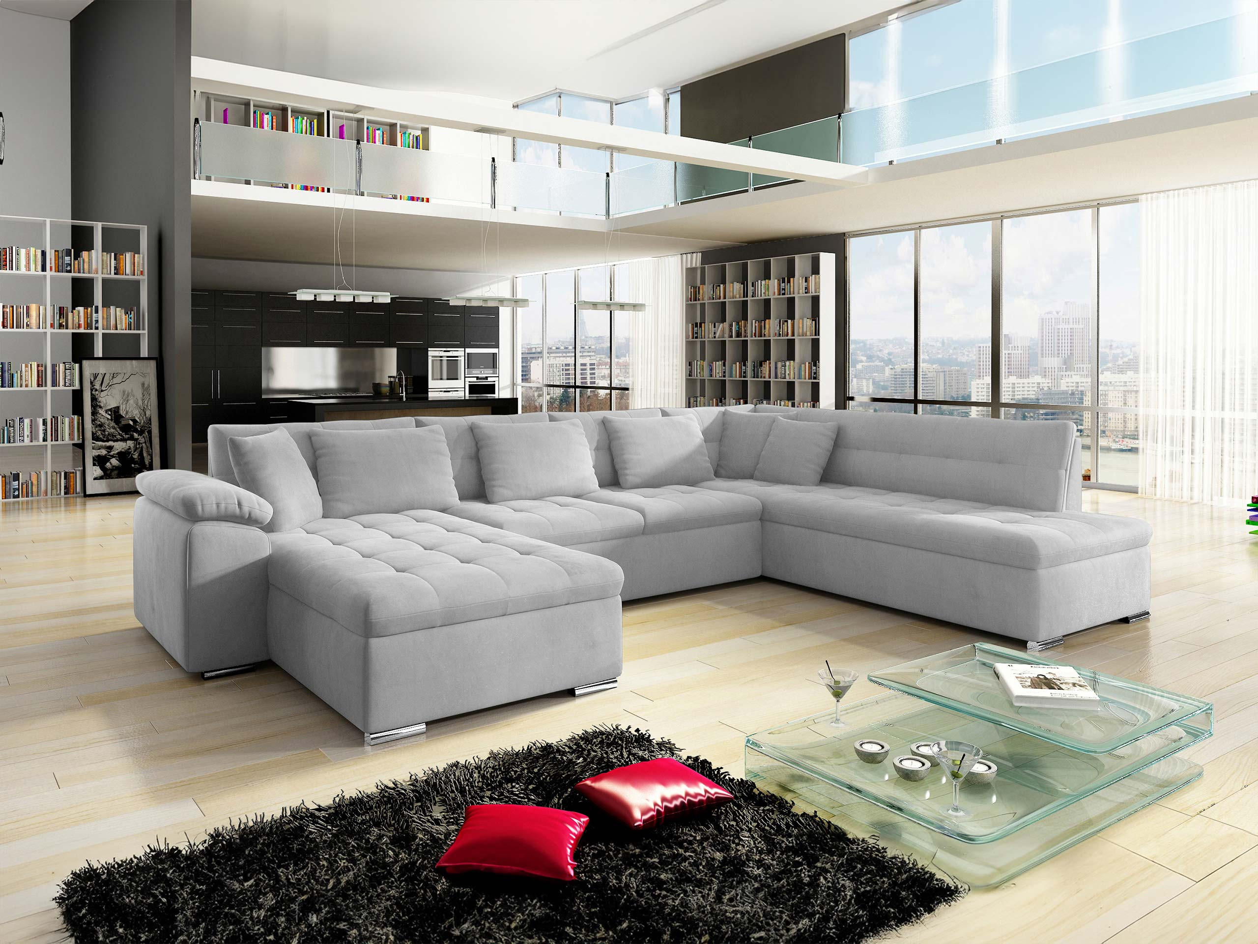 WOHNLANDSCHAFT Niko Bis, Seite: Links - Silberfarben, Holz/Textil (348/76/205cm) - MIRJAN24