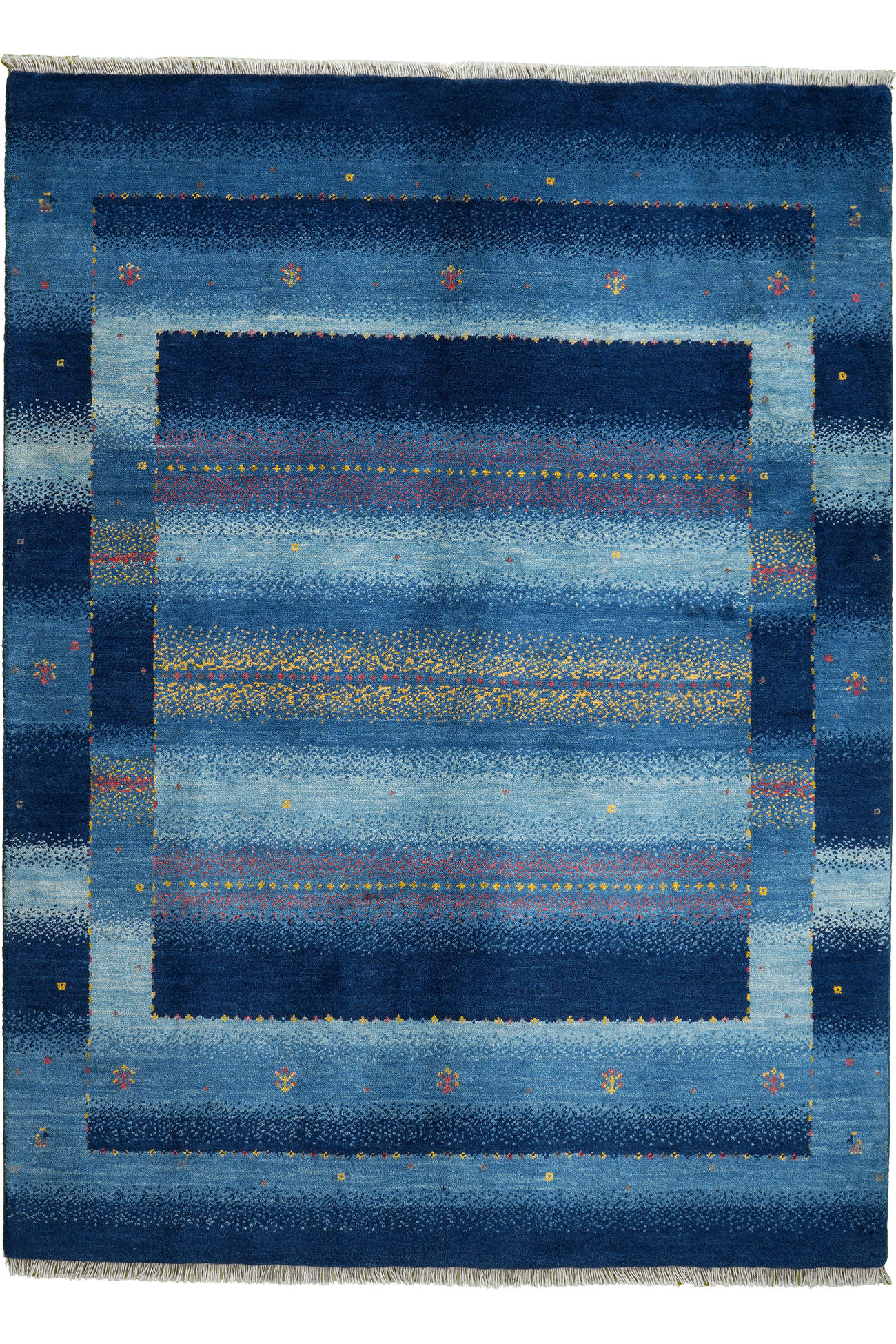 TEPPICH Rizbaf Blau 204/149 cm Schurwolle - Blau, Textil (149/204cm) - Looma