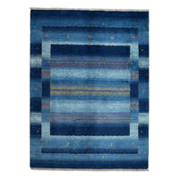 TEPPICH Rizbaf Blau 204/149 cm Schurwolle - Blau, Textil (149/204cm) - Looma