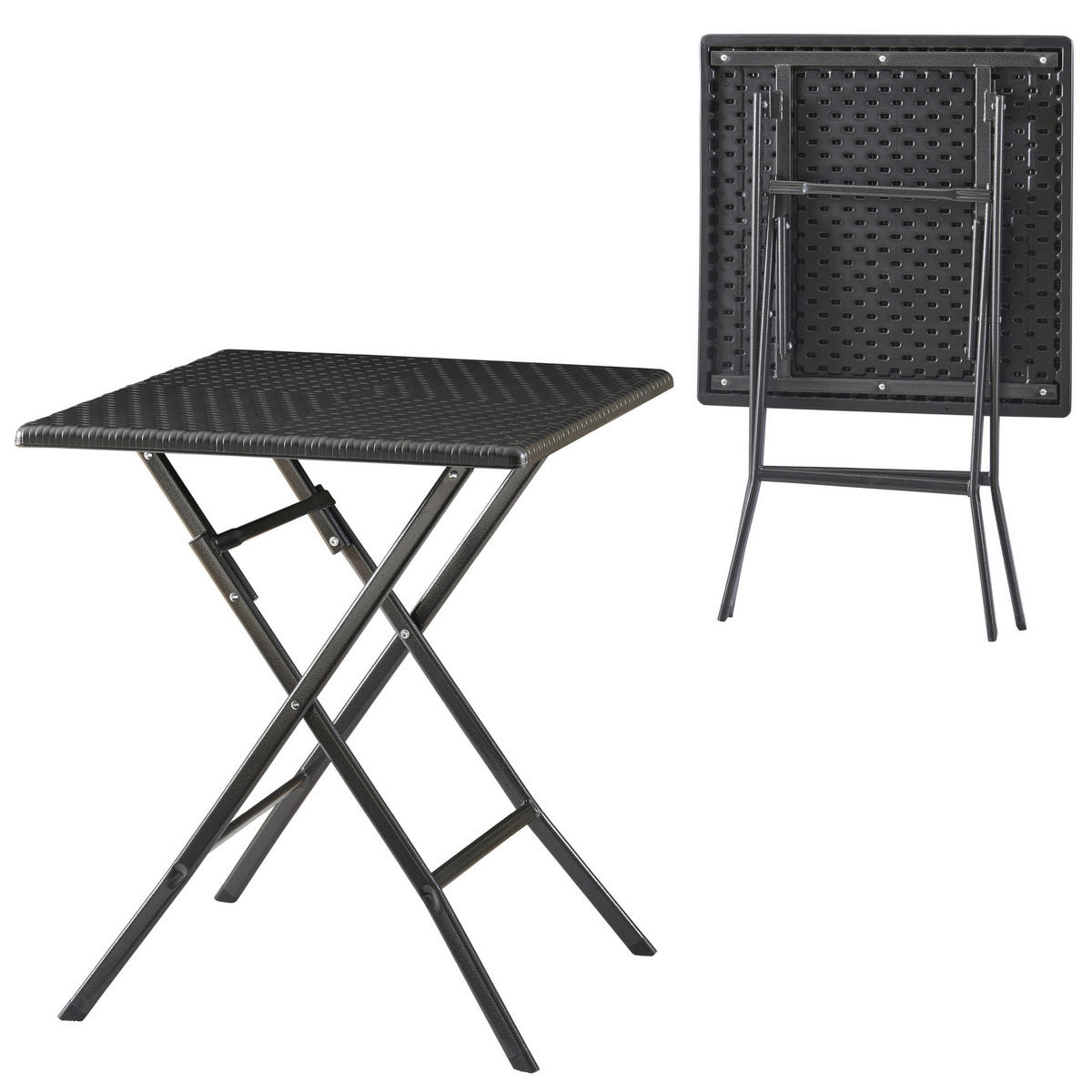 KLAPPTISCH Mark - Schwarz, Kunststoff/Metall (61.5/61.5/73cm) - [en.casa]