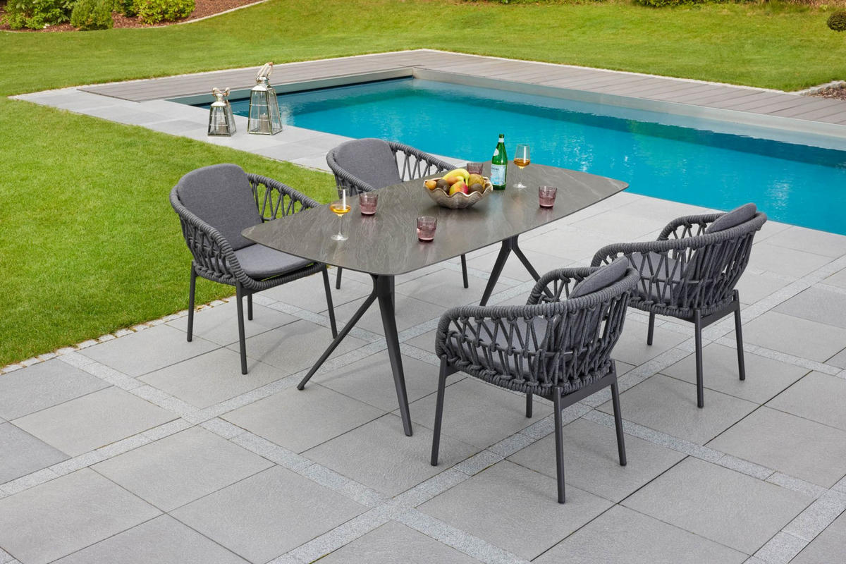 GARTENTISCH Balu 180x100x75cm, Aluminium-Stein, Anthrazit - Anthrazit, Stein (100/180/75cm) - dasmöbelwerk