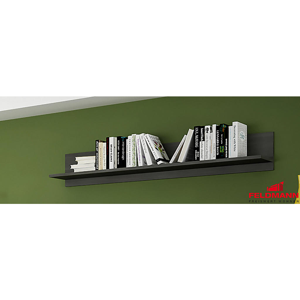 Thumbnail - Feldmann-Wohnen Wandregal, Schwarz, Holz, 1 Fächer, Rechteckig, 116x20x23 cm, Wohnzimmer, Regale, Wandregale