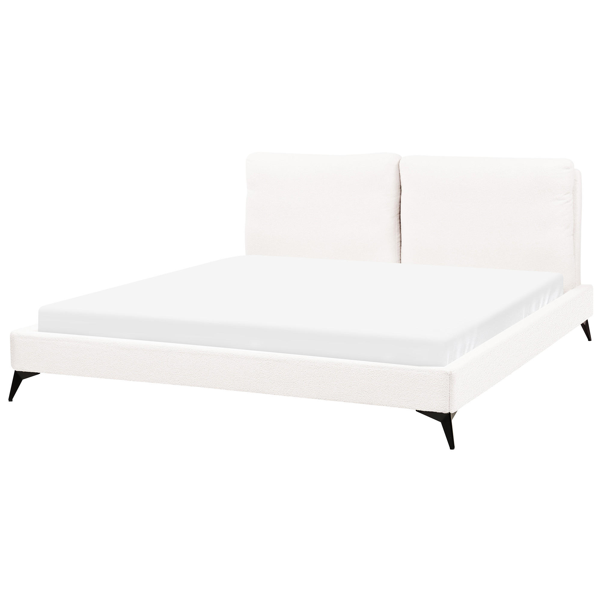POLSTERBETT mit Lattenrost 180x200 cm Weiß Melle - Creme, Textil (180/200cm) - Beliani