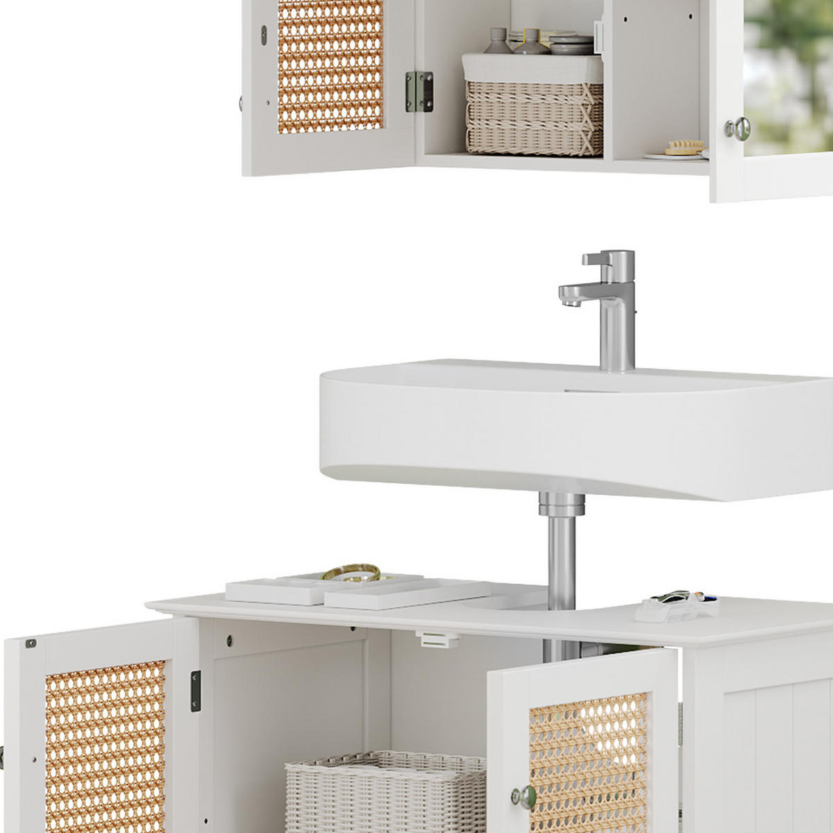 BADMÖBEL-SET Rosario Weiß 2 teilig - Weiß, Holzwerkstoff (60/58/35cm) - Vicco