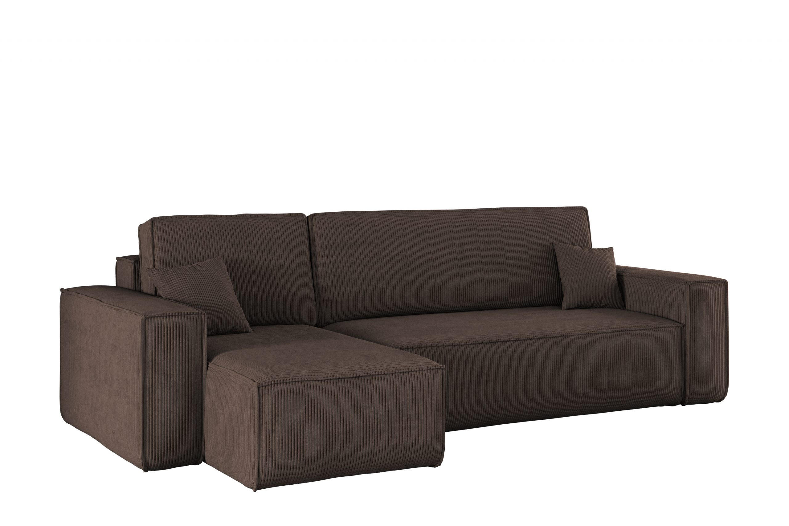 ECKSOFA Mit Schlaffunktion Und Bettkasten BEST Stoff Poso Dicker Cord Braun Links - Braun, Holz/Textil (142/244cm) - Kaiser Möbel