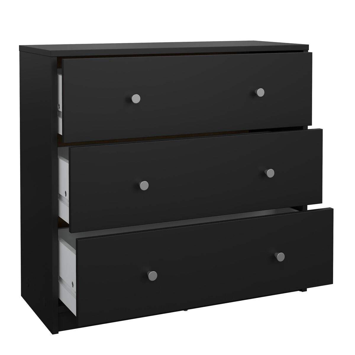51. KOMMODE mit 3 Schubladen lise 72,4/30,1/68,3 cm - Schwarz, Holzwerkstoff (30.1/68.3/85.2cm) - Calicosy